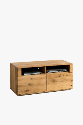 Természetes tölgyfa TV-szekrény 120 cm, praktikus tárolóval